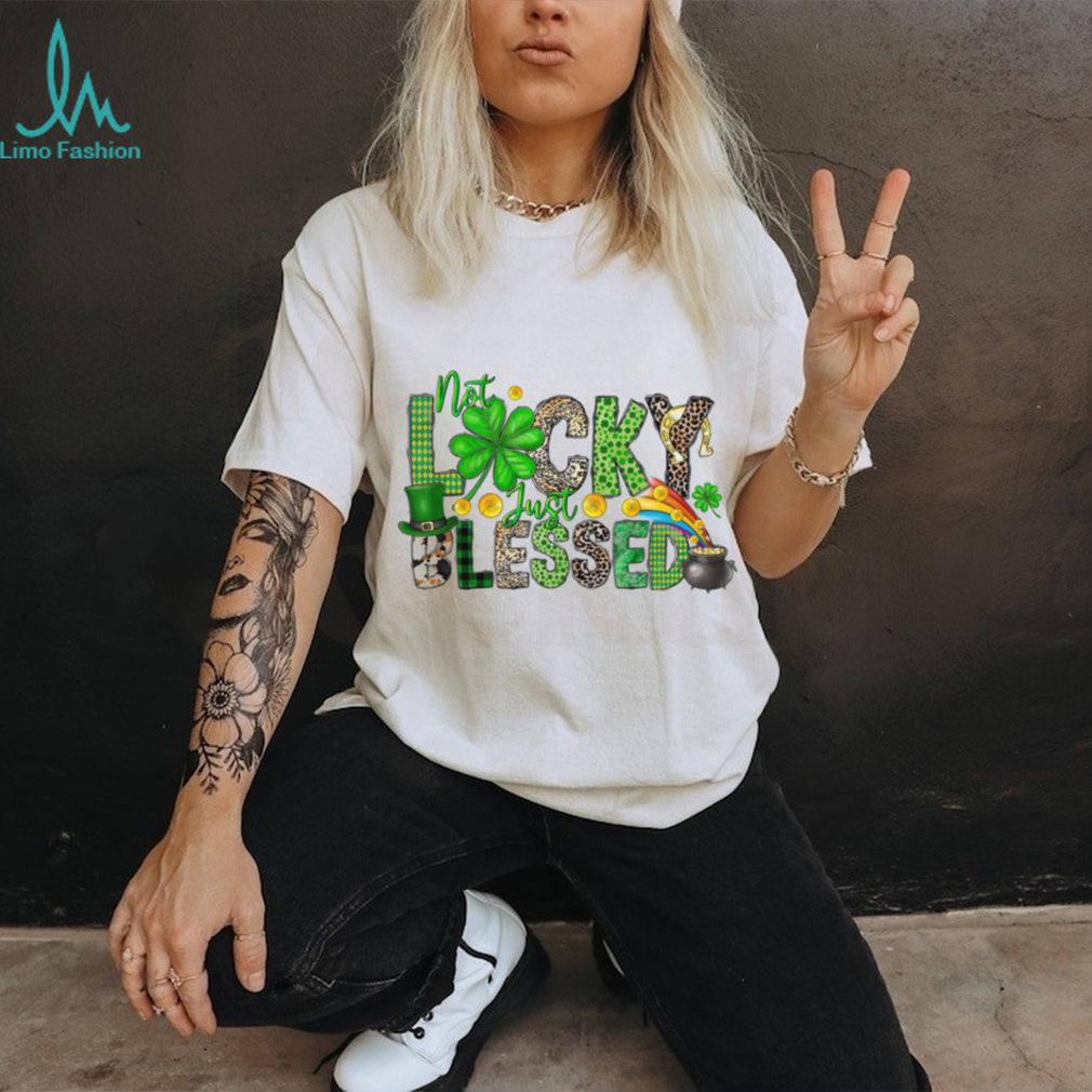 Not Lucky Just Blessed Shamrock Leopard Print St. Paddy’s Tee