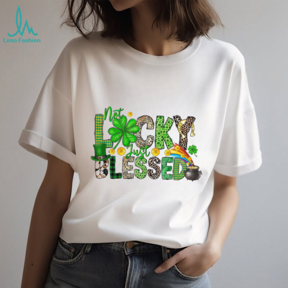 Not Lucky Just Blessed Shamrock Leopard Print St. Paddy’s Tee