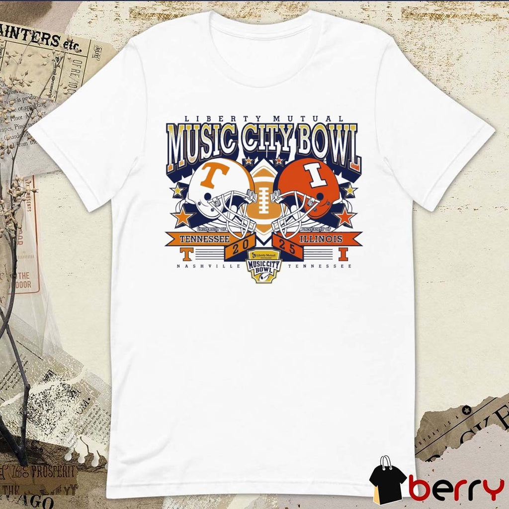 2025 Liberty Mutual Music City Bowl Tennessee Volunteers Vs Illinois Fighting Illini Nashville TN Helmets t-shirt