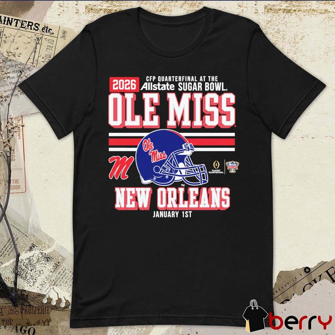 2026 CFP Quarterfinal At The Allstate Sugar Bowl Ole Miss Rebels January 1 2026 Helmet t-shirt
