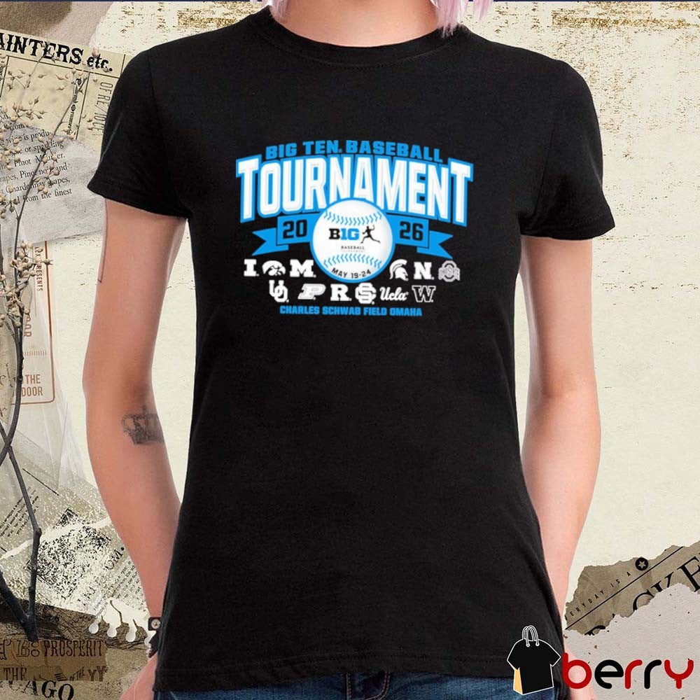 2026 NCAA Big Ten Baseball Tournament Charles Schwab Field Omaha Logos t-shirt