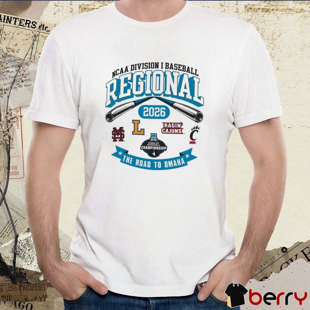 2026 NCAA Division I Baseball Regional Mississippi State The Road To Omaha Logos t-shirt