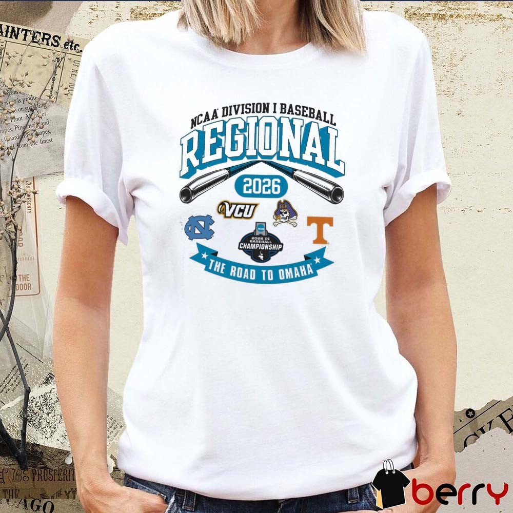 2026 NCAA Division I Baseball Regional North Carolina The Road To Omaha Logos t-shirt