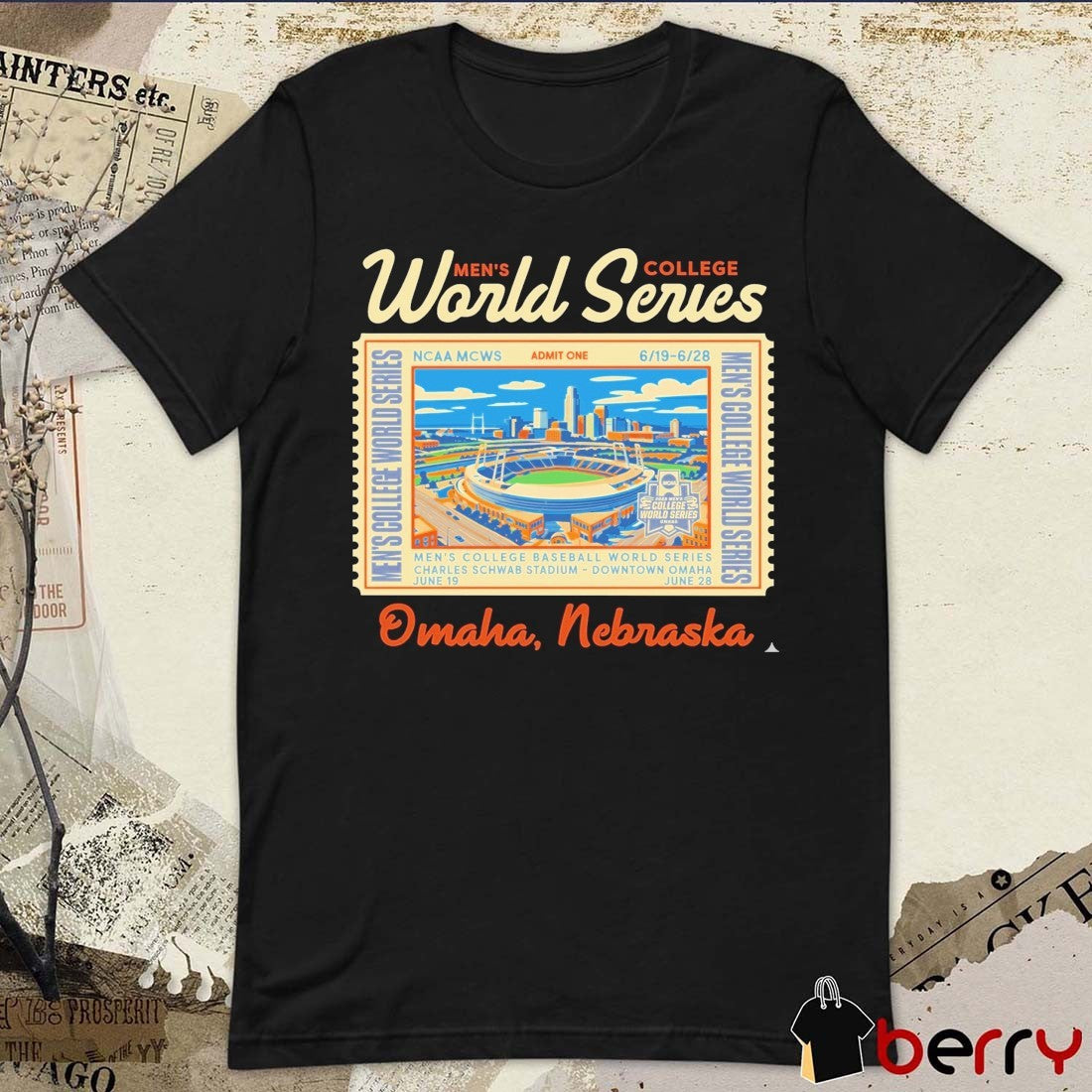 2026 NCAA MCWS Men’s College Baseball World Series Omaha Nebraska Ticket t-shirt
