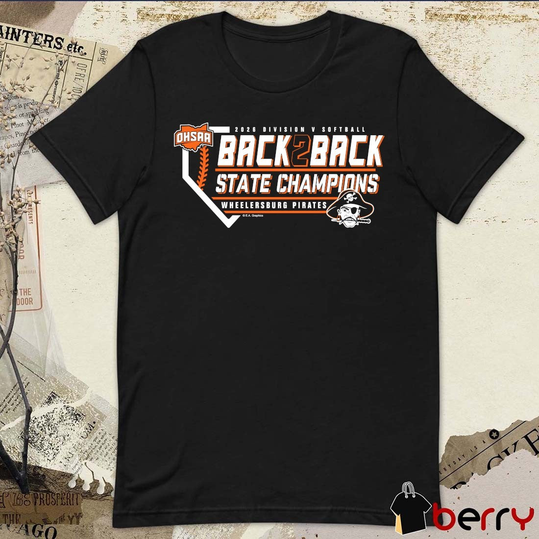 2026 OHSAA Softball DV Back 2 Back State Champions Wheelersburg Pirates t-shirt
