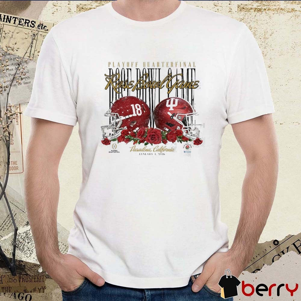 2026 Playoff Quarterfinal Rose Bowl Game Indiana Hoosiers vs Alabama Crimson Tide Pasadena CA January 1 Helmets t-shirt