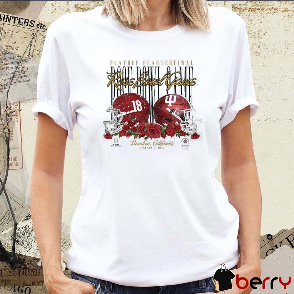 2026 Playoff Quarterfinal Rose Bowl Game Indiana Hoosiers vs Alabama Crimson Tide Pasadena CA January 1 Helmets t-shirt