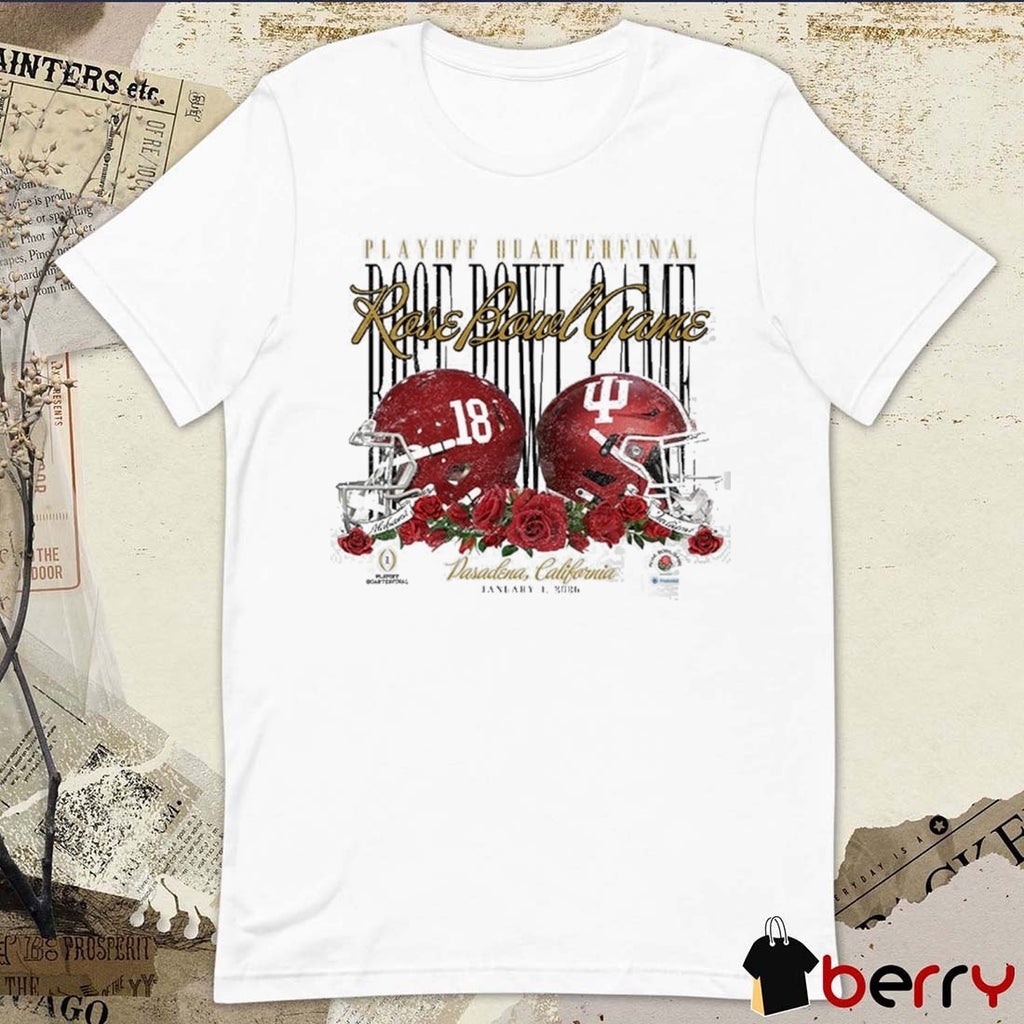 2026 Playoff Quarterfinal Rose Bowl Game Indiana Hoosiers vs Alabama Crimson Tide Pasadena CA January 1 Helmets t-shirt