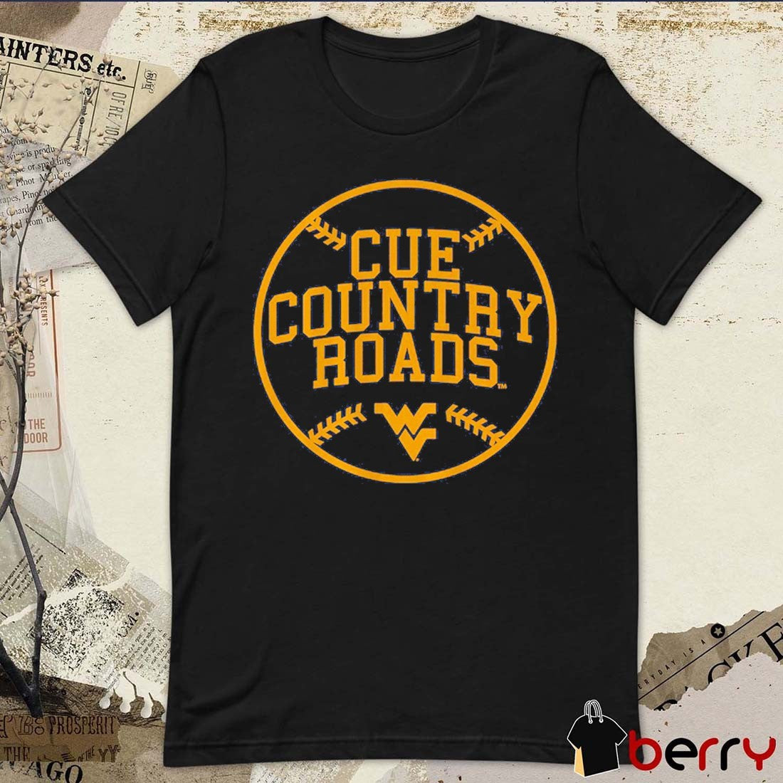 2026 West Virginia Mountaineers Baseball Cue Country Roads t-shirt
