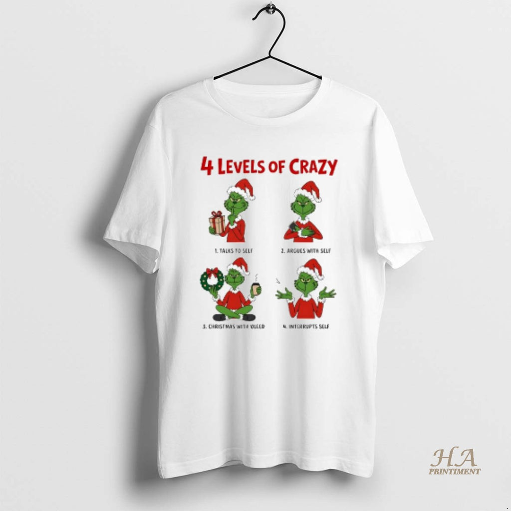 Official 4 Levels Of Crazy Grinch Christmas With Oleed T-Shirts, Hoodie, Sweatshirt | InkNestWear.com