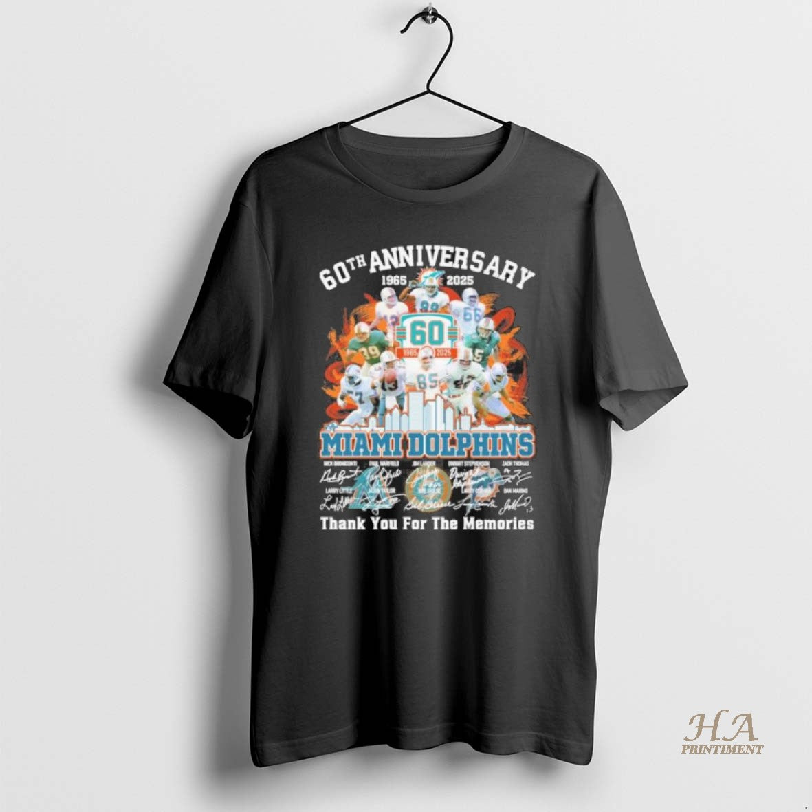 Official 60th Anniversary 1965 2025 Miami Dolphins Team Signatures T-Shirts, Hoodie, Sweatshirt | InkNestWear.com