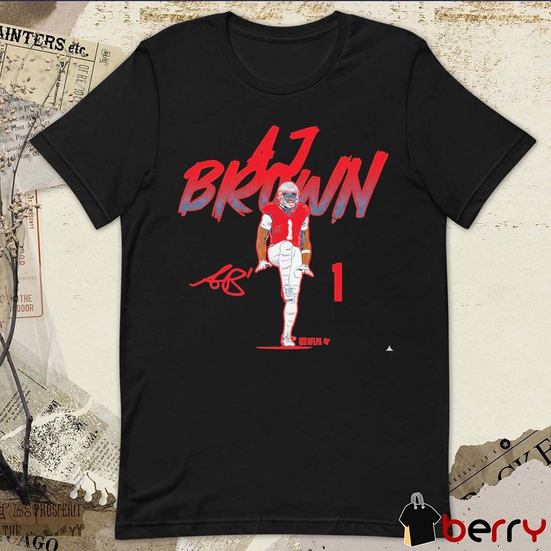 A.J. Brown Name Number Pose New England Patriots NFL Signature t-shirt