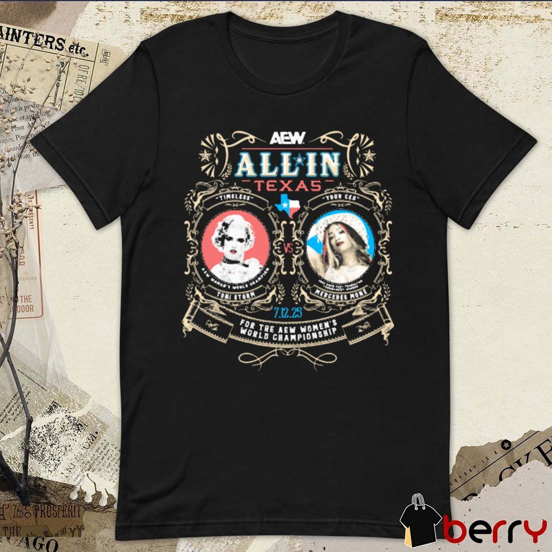 AEW All In 2025 Matchup Toni Storm vs Mercedes Moné 7.12 For The AEW Women’s World Championship t-shirt