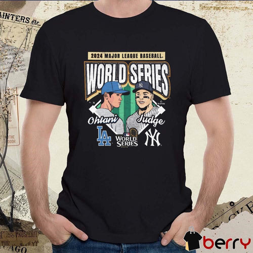 Aaron Judge New York Yankees Vs. Shohei Ohtani Los Angeles Dodgers MLB Player Dueling 2024 World Series Painting t-shirt