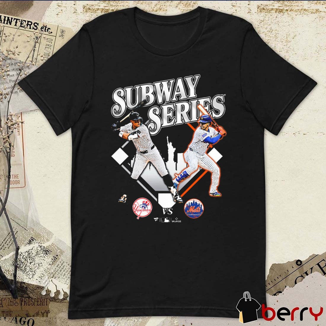 Aaron Judge and Juan Soto New York Yankees vs. New York Mets Black 2025 Subway Series Matchup Graphic t-shirt