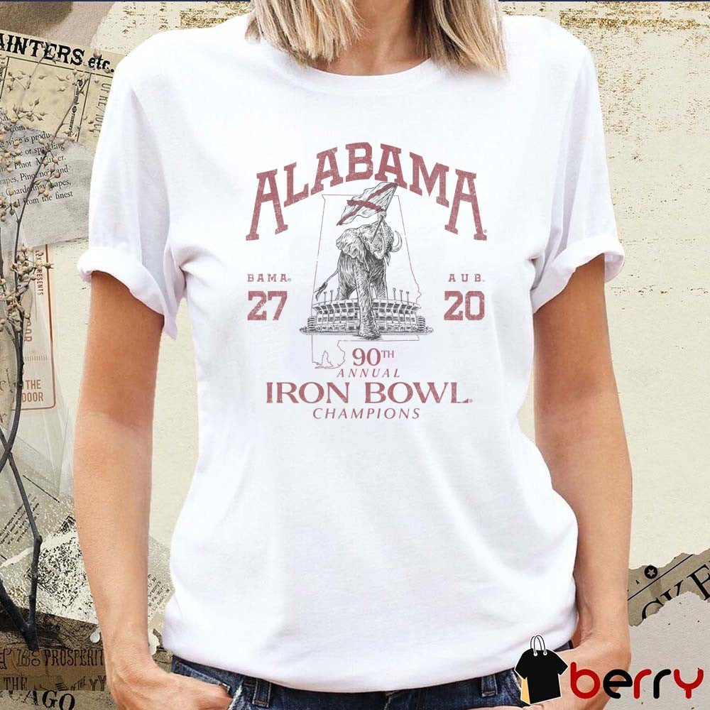Alabama Crimson Tide Vs Auburn Tigers Score 27 – 20 90th Annual Iron Bowl Champions t-shirt
