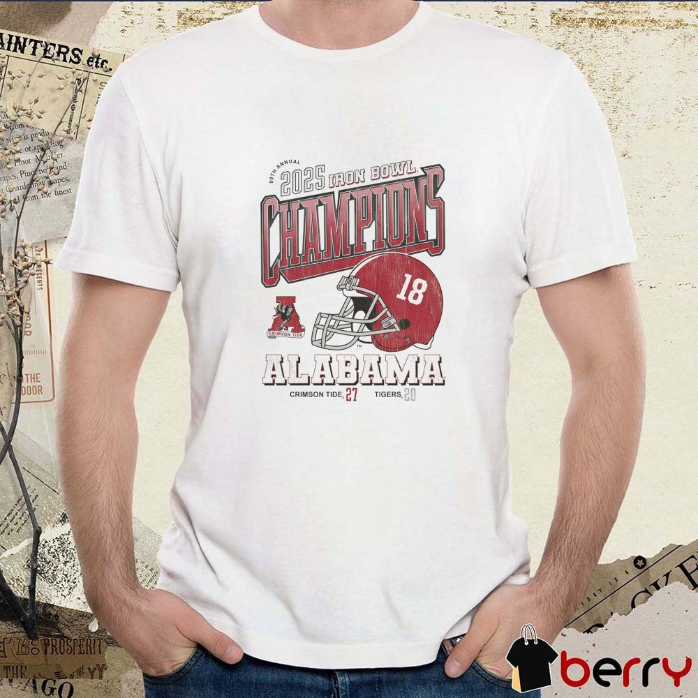 Alabama Crimson Tide Vs Tigers 27 – 20 90th Annual 2025 Iron Bowl Helmet t-shirt