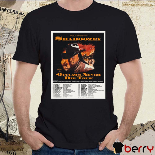 American Dogwood Presents Shaboozey Starring In Outlaws Never Die Tour 2026 Poster t-shirt