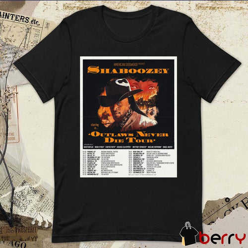 American Dogwood Presents Shaboozey Starring In Outlaws Never Die Tour 2026 Poster t-shirt