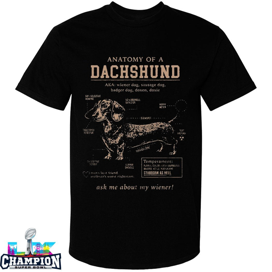Anatomy Of A Dachshund Ask Me About My Wiener Temperament Schematic T-shirts