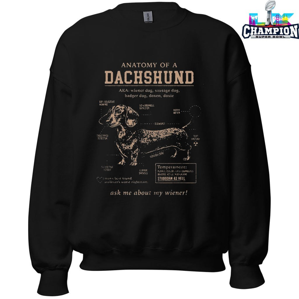 Anatomy Of A Dachshund Ask Me About My Wiener Temperament Schematic T-shirts