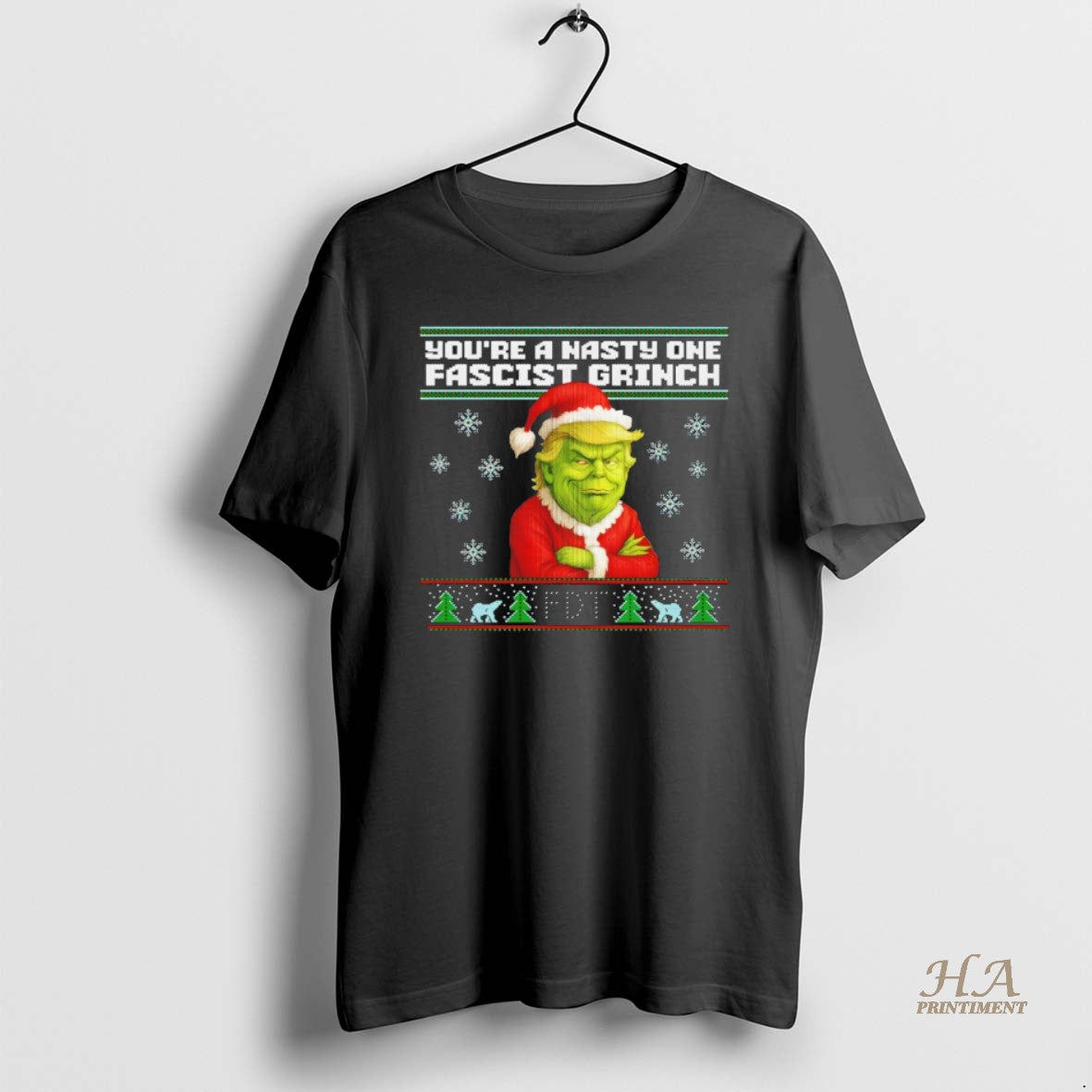 Official Anti Trump Ugly Christmas Grinch Youre A Nasty One Fascist Grinch T-Shirts, Hoodie, Sweatshirt | InkNestWear.com