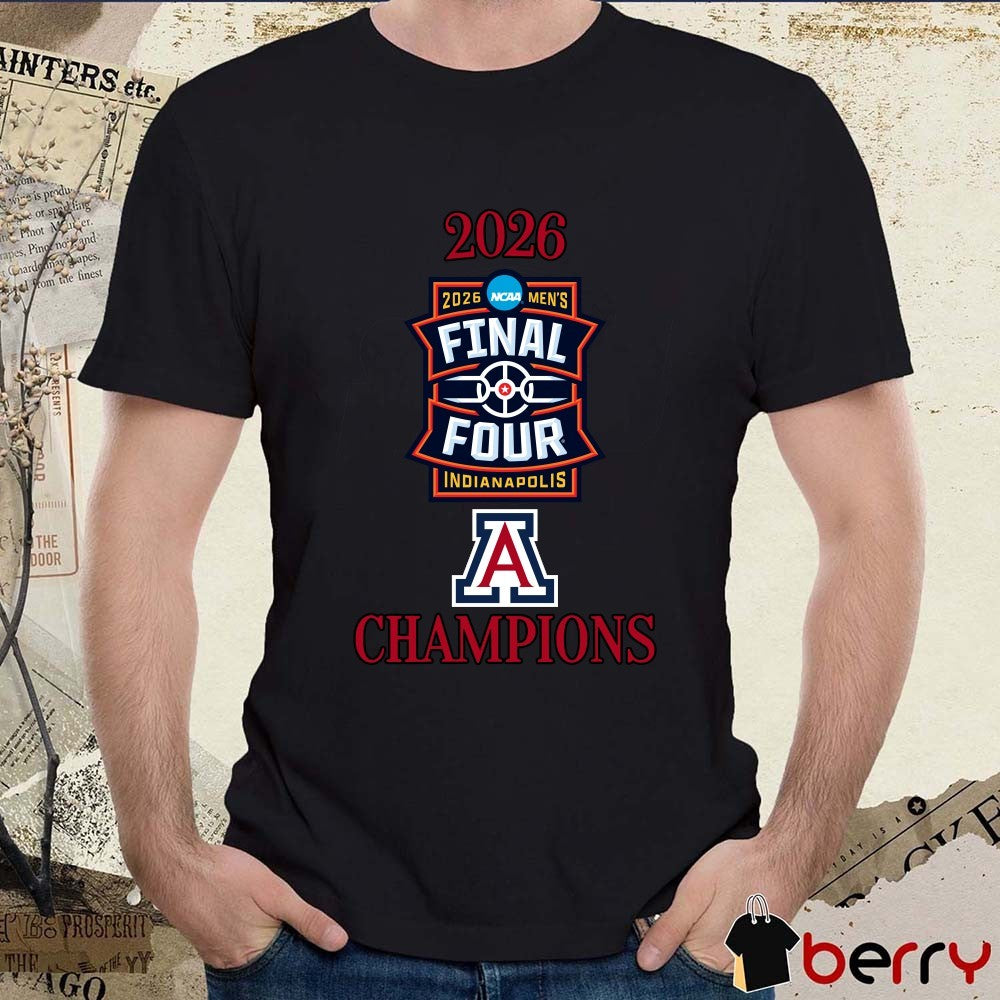 Arizona Wildcats 2026 NCAA Men’s March Madness Final Four Indianapolis Champions Logos t-shirt