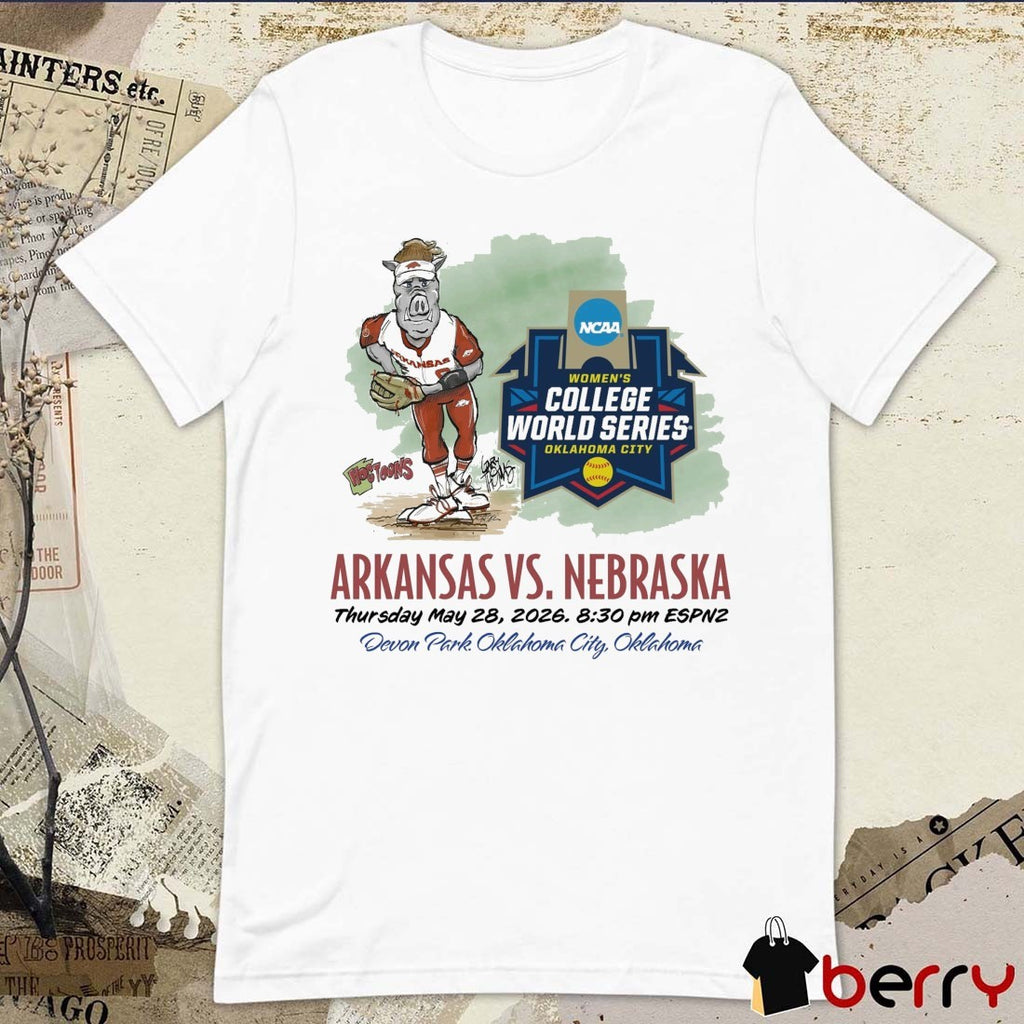 Arkansas Vs Nebraska Thursday May 28 2026 Devon Park Oklahoma City NCAA College World Series t-shirt