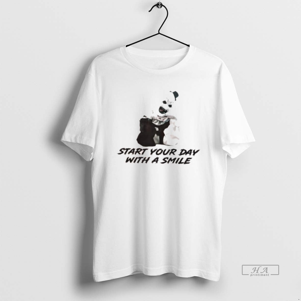 Official Art The Clown Start Your Day With A Smile Halloween T-Shirts, Hoodie, Sweatshirt | InkNestWear.com