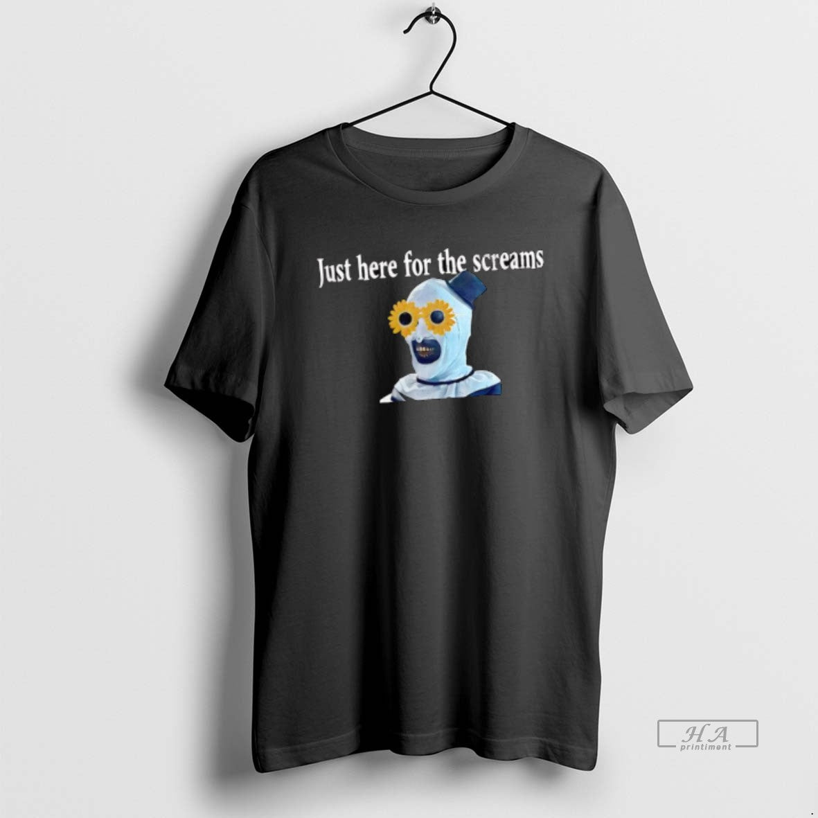 Official Art The Clown Terrifier Creepy Halloween Just Here For The Screams T-Shirts, Hoodie, Sweatshirt | InkNestWear.com