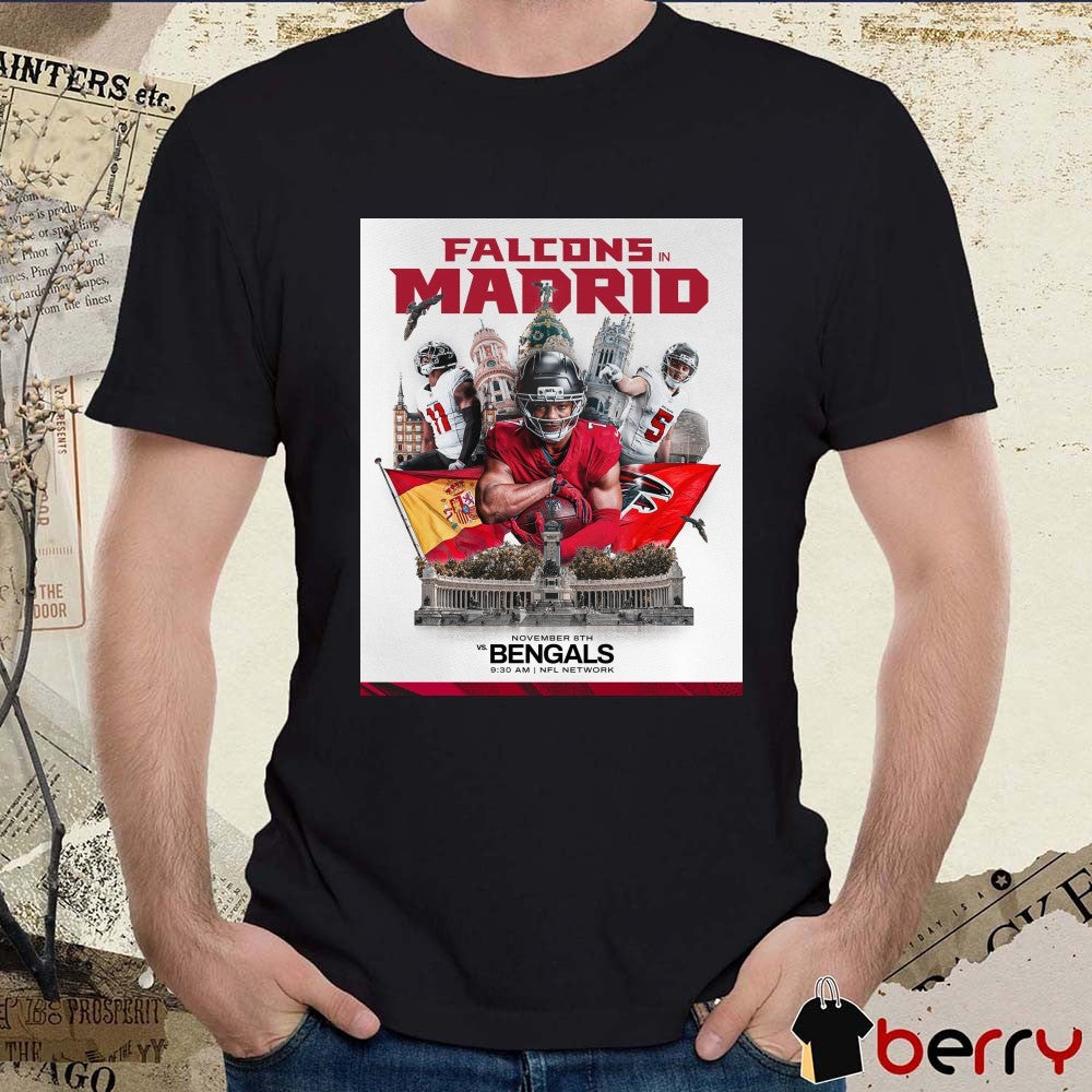 Atlanta Falcons In NFL Madrid November 8th 2026 Vs Cincinnati Bengals Poster t-shirt
