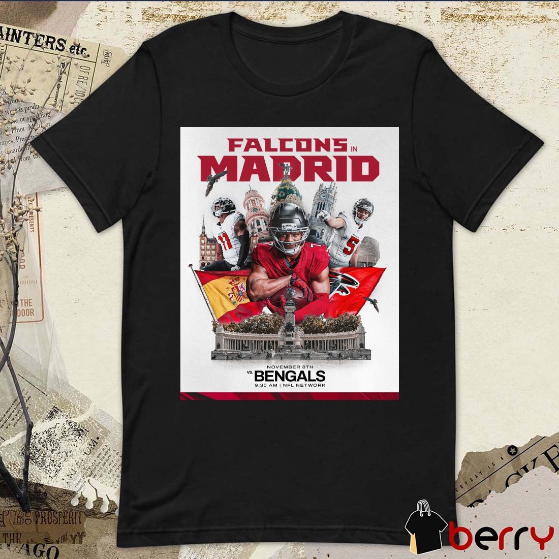 Atlanta Falcons In NFL Madrid November 8th 2026 Vs Cincinnati Bengals Poster t-shirt
