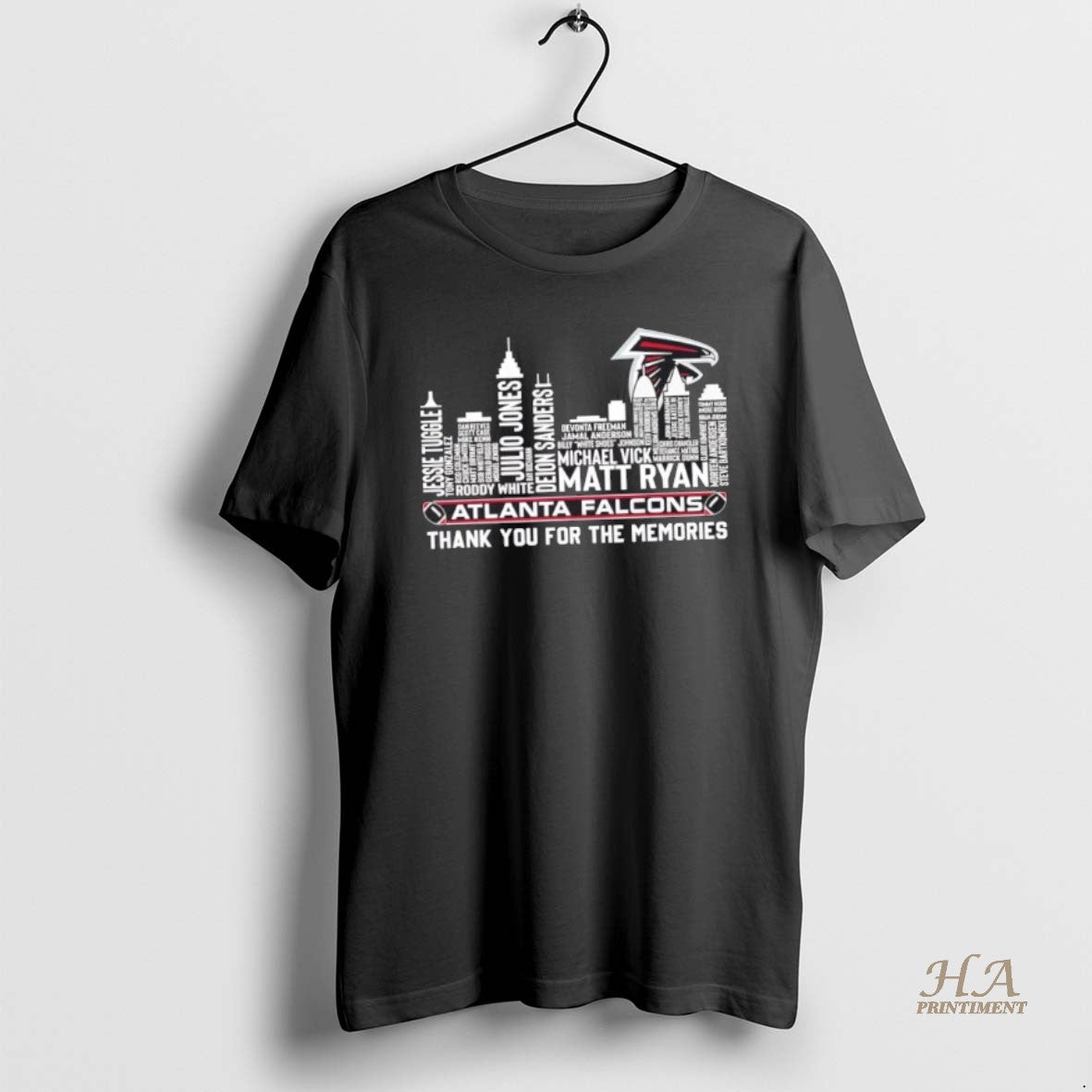 Official Atlanta Falcons All Names City Thank You For The Memories Skyline T-Shirts, Hoodie, Sweatshirt | InkNestWear.com