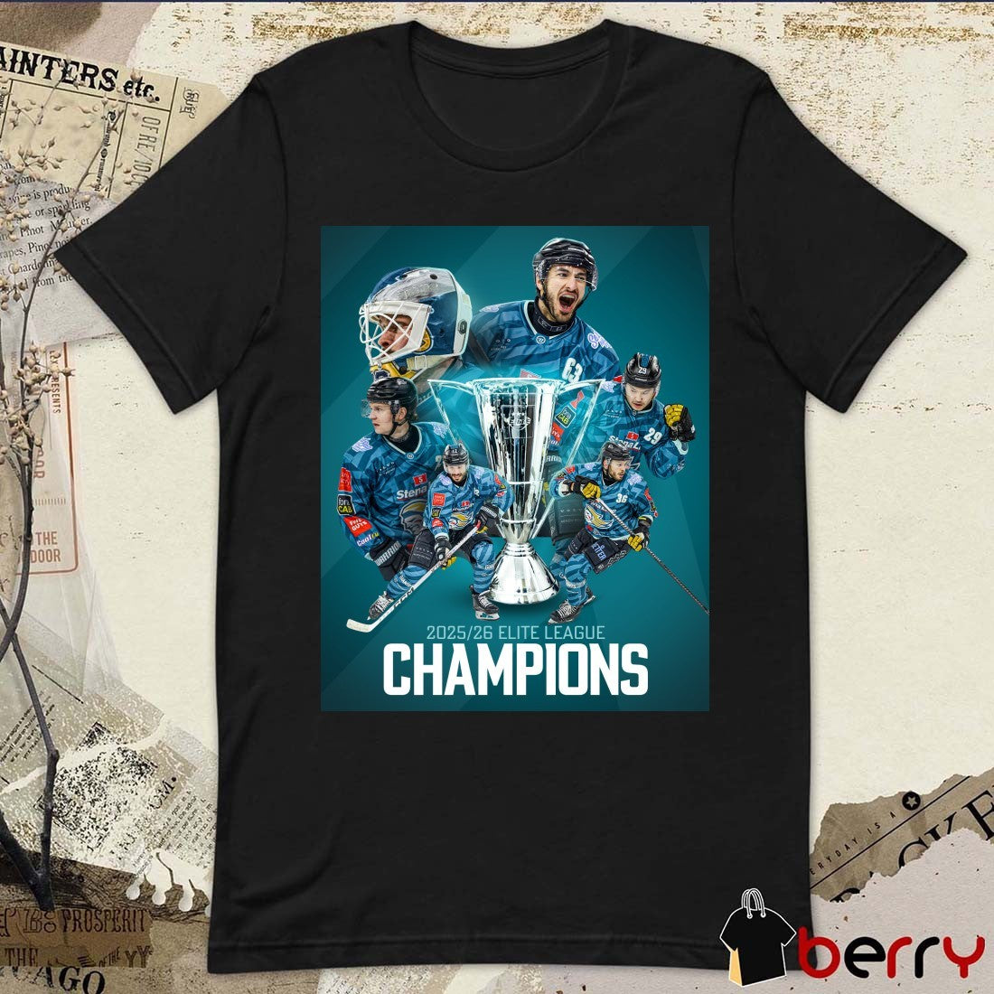 Belfast Giants Champions 2025 – 2026 Elite Ice Hockey League Poster t-shirt