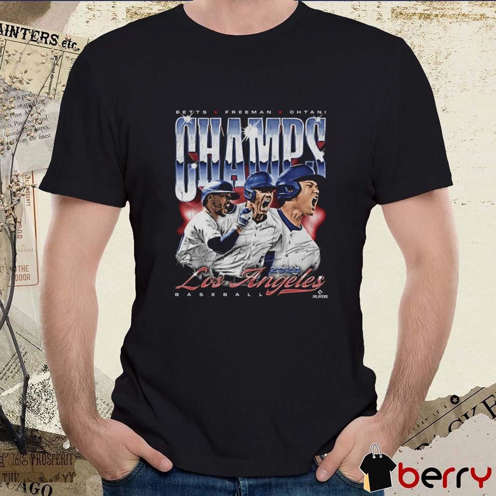 Betts Freeman Ohtani Los Angeles Dodgers Baseball 2024 Champs Trio Vintage Signatures t-shirt