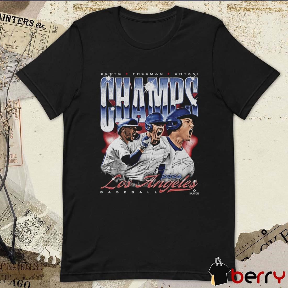 Betts Freeman Ohtani Los Angeles Dodgers Baseball 2024 Champs Trio Vintage Signatures t-shirt