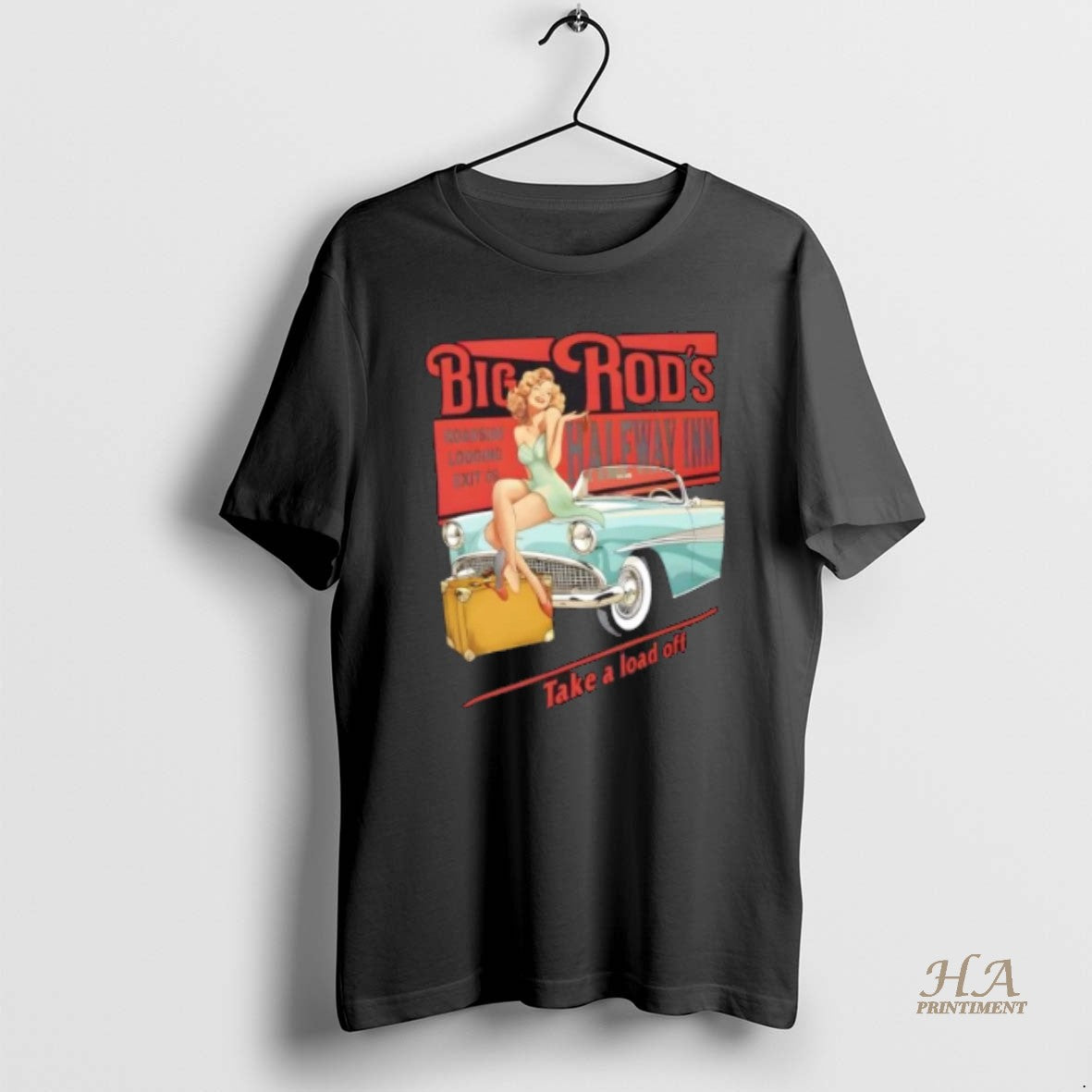 Official Big Rods Halfway Inn Retro Pin Up Classic Car T-Shirts, Hoodie, Sweatshirt | InkNestWear.com