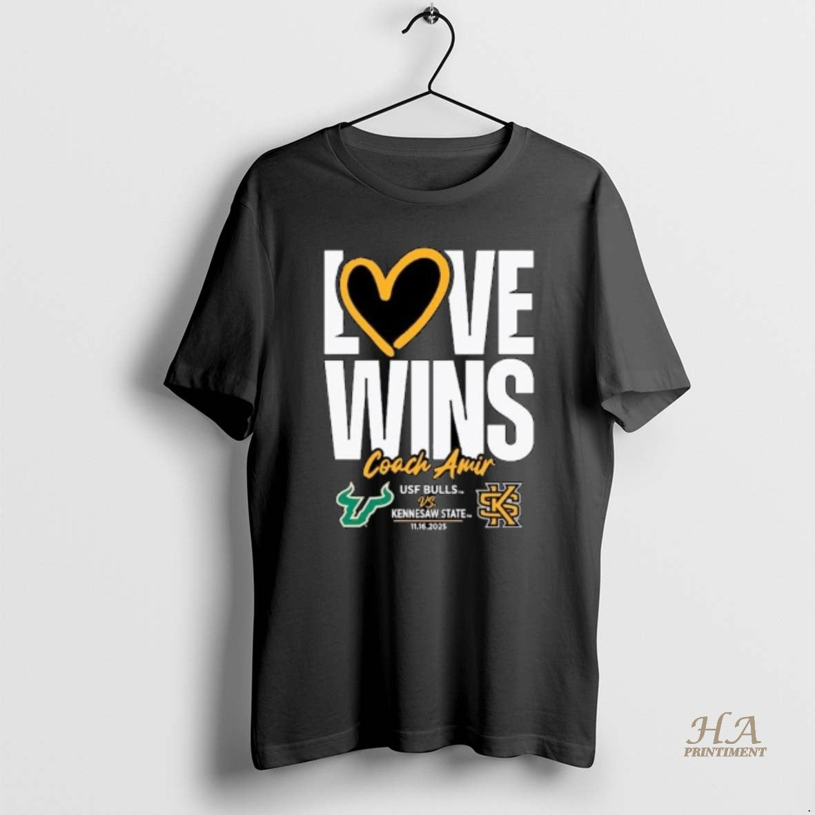 Official Black Usf Vs Kennesaw State Love Wins Coach Amir Circle Black T-Shirts, Hoodie, Sweatshirt | InkNestWear.com