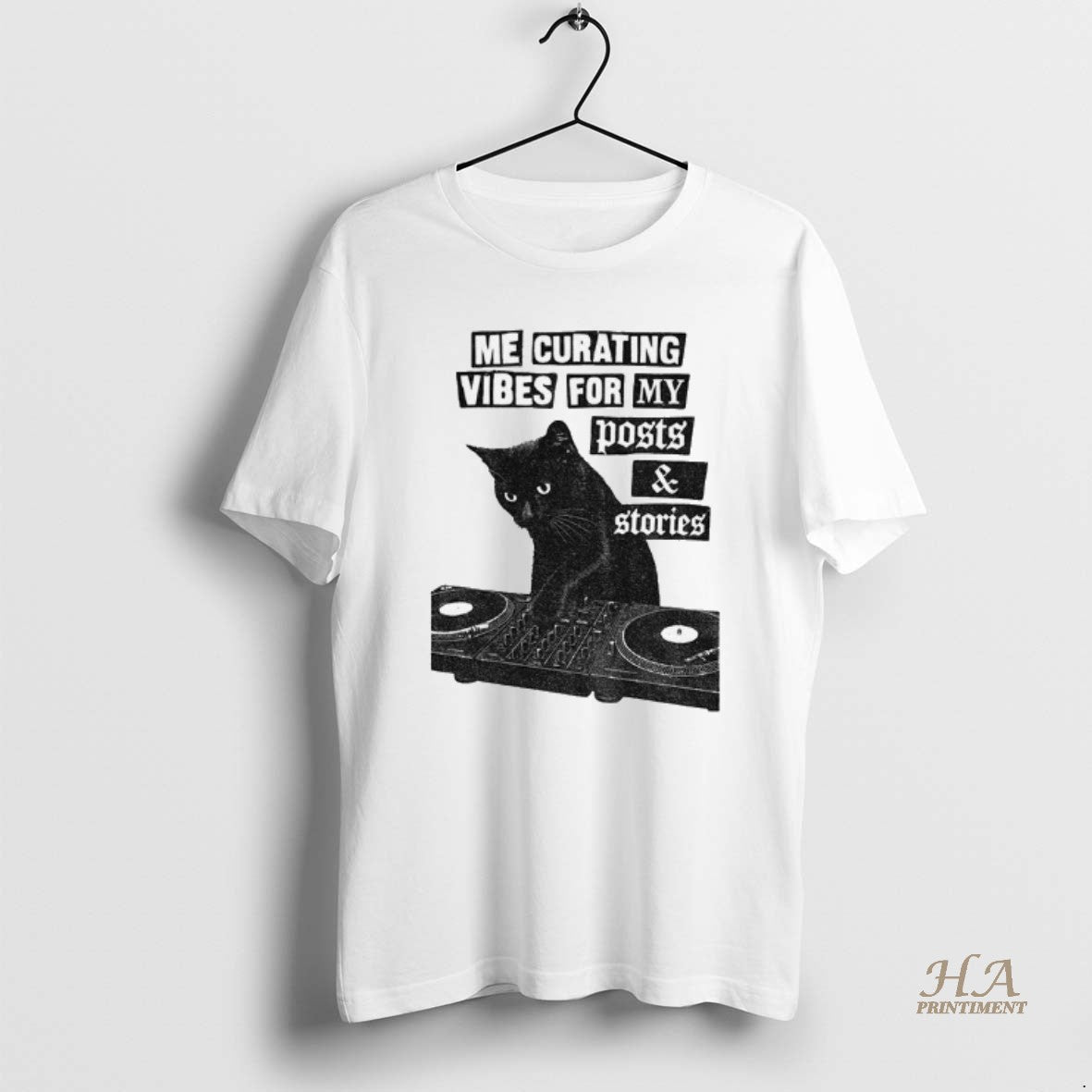 Official Black Cat Dj Me Curating Vibes For My Posts And Stories Vintage T-Shirts, Hoodie, Sweatshirt | InkNestWear.com