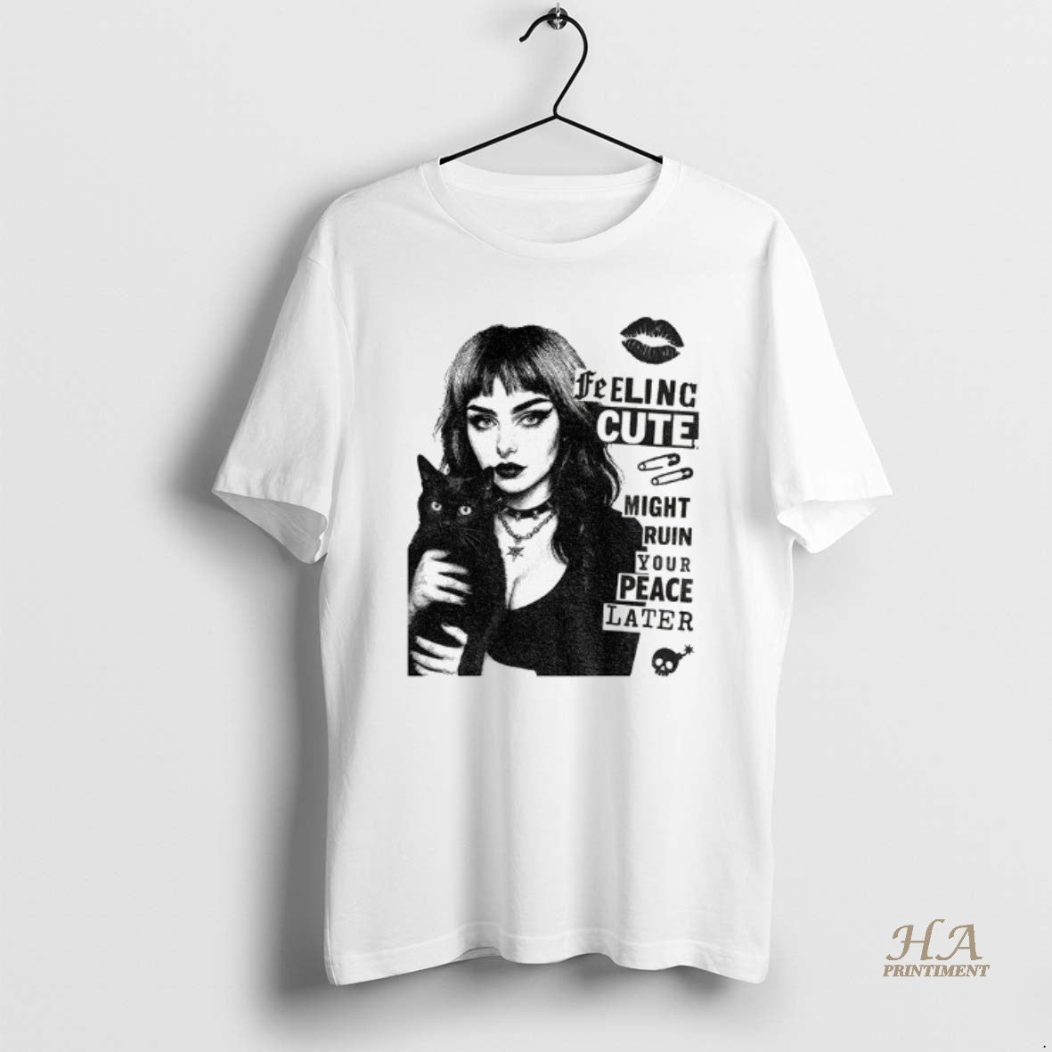 Official Black Cat Feeling Cute Might Ruin Your Peace Later Vintage T-Shirts, Hoodie, Sweatshirt | InkNestWear.com