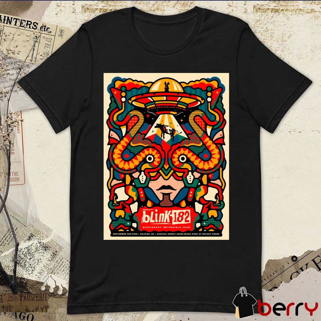 Blink-182 Missionary Impossible Tour September 3rd 2025 Raleigh NC Coastal Credit Union Music Park at Walnut Creek Poster t-shirt