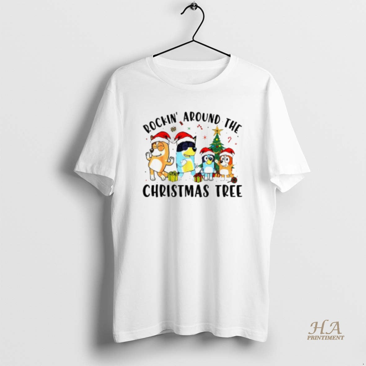 Official Bluey Family Rockin Around The Christmas Tree T-Shirts, Hoodie, Sweatshirt | InkNestWear.com