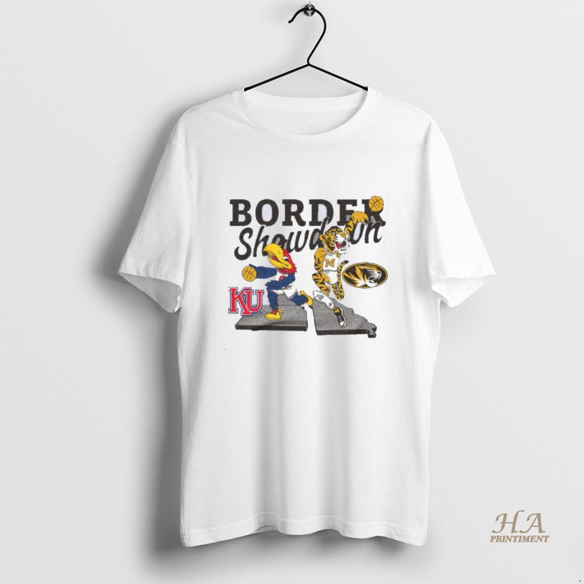 Official Border Showdown Basketball 2025 Ku Vs Mizzou Mascot T-Shirts, Hoodie, Sweatshirt | InkNestWear.com