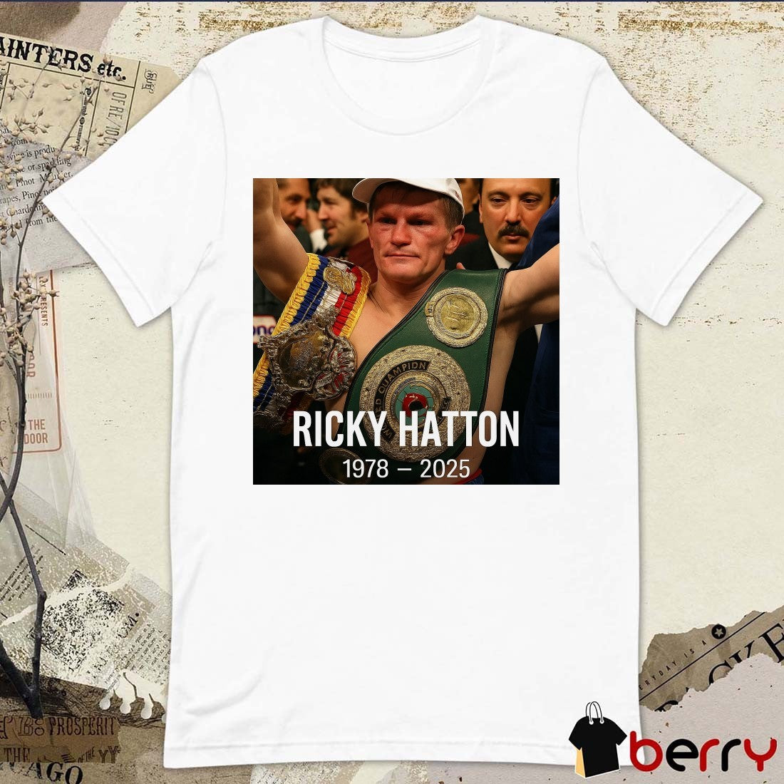 Boxing King Media are heartbroken to share the news that Ricky Hatton The Hitman 1978-2025 Poster t-shirt