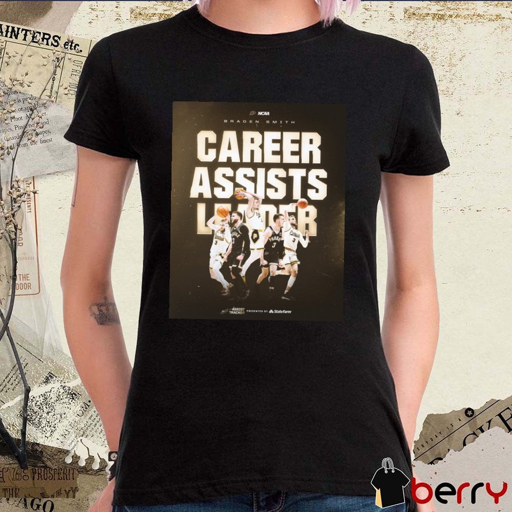 Braden Smith Career Assists Leader 2026 NCAA Purdue Boilermakers Signature Poster t-shirt