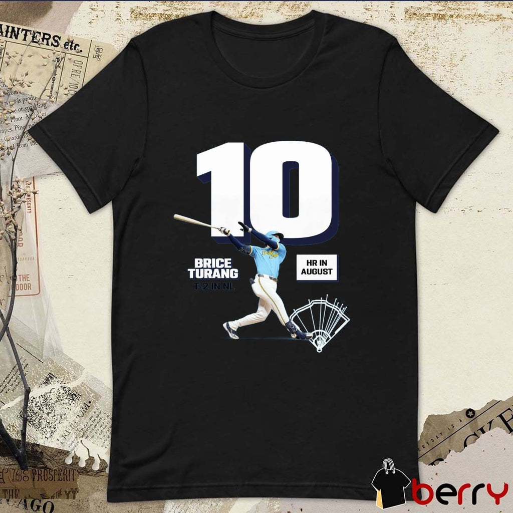 Brice Turang Milwaukee Brewers 10 Home Runs In August T-2 in NL t-shirt