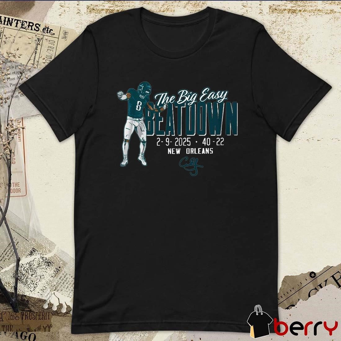 C.J. Gardner-Johnson The Big Easy Beatdown 2.9.2025 Philadelphia Eagles New Orleans Signature Graphic t-shirt