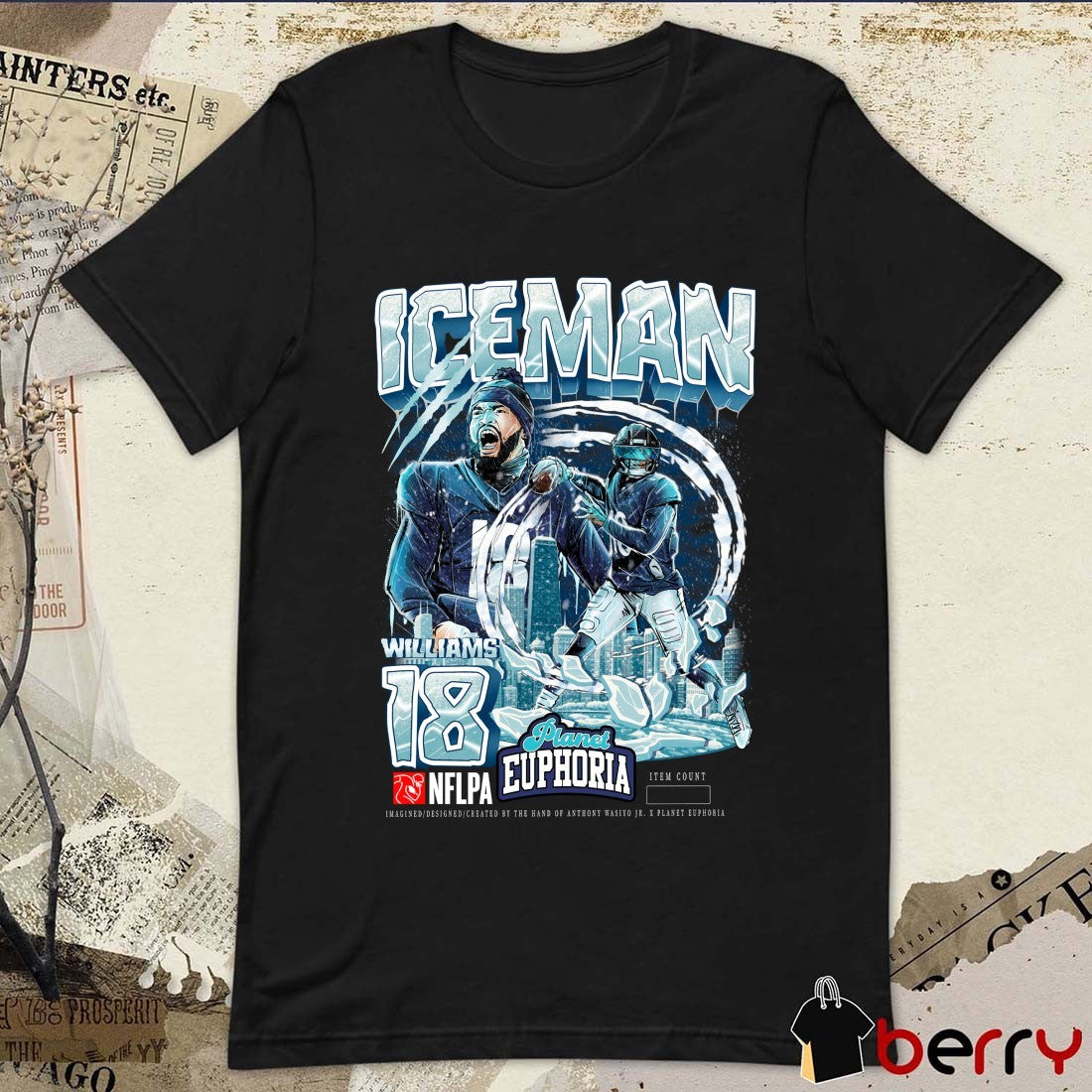 Caleb Williams V3 Iceman Chicago Bears NFL 2026 Planet Euphoria Artwork t-shirt