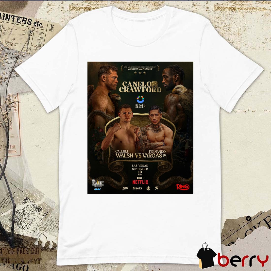 Canelo vs. Crawford Canelo Alvarez vs. Terence Crawford Allegiant Stadium, Las Vegas September 13, 2025 Poster t-shirt
