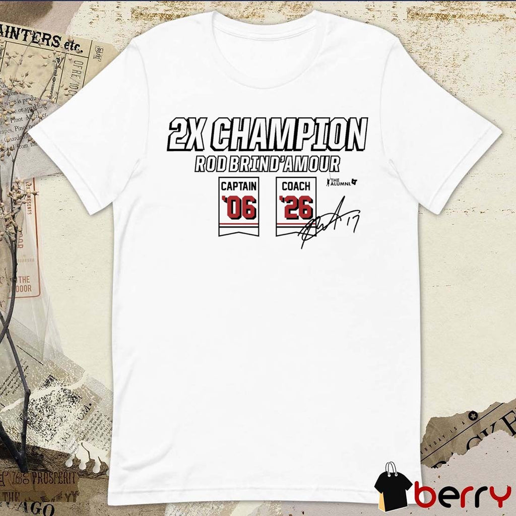 Carolina Hurricanes NHL Rod Brind’Amour Two-Time Champion Signature t-shirt